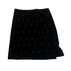 Karen Okada for David Howard Black Velvet Mini Skirt w Rhinestone Accents Size 6